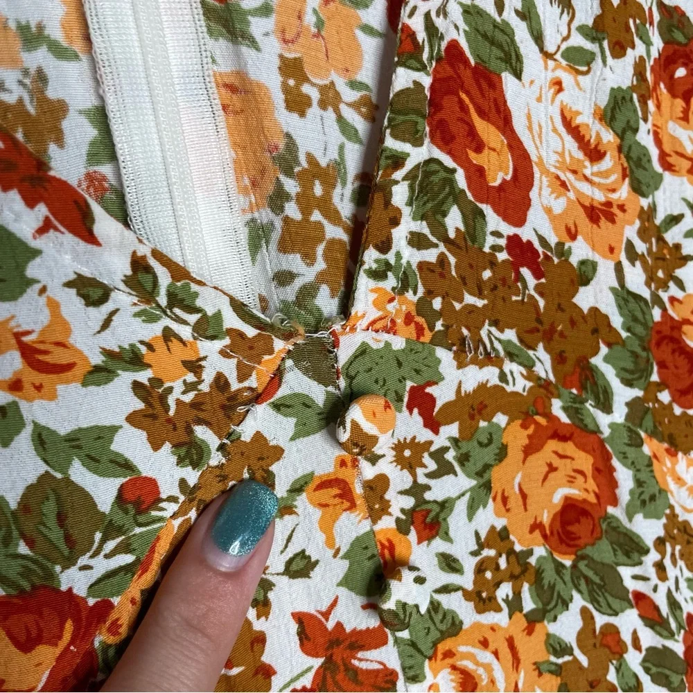 Faithfull the Brand‎ Anthropologie Delia Midi Dress in Floral Le Rose Apricot 6